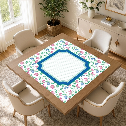 Mint Green Jester Collection Mahjong Mat for Table - Shipped Rolled - alt image 1