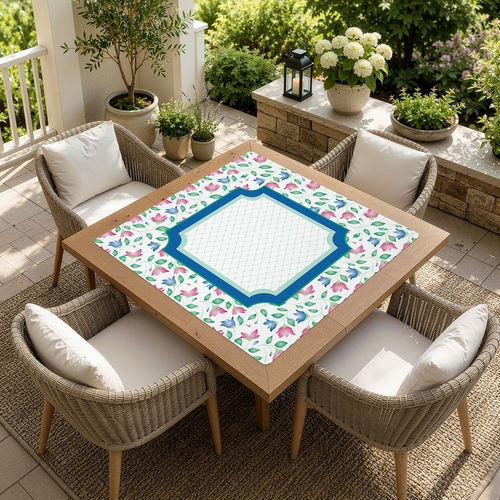 Mint Green Jester Collection Mahjong Mat for Table - Shipped Rolled - alt image 3