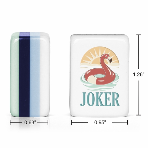 Mint Green Royal Palm Collection American Mahjong Tile Set (160pc) 1.26in. Layered Acrylic with White Faux Leather Travel Bag - alt image 1
