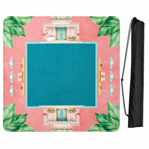 Mint Green Royal Palm Collection Mahjong Mat for Table - Shipped Rolled