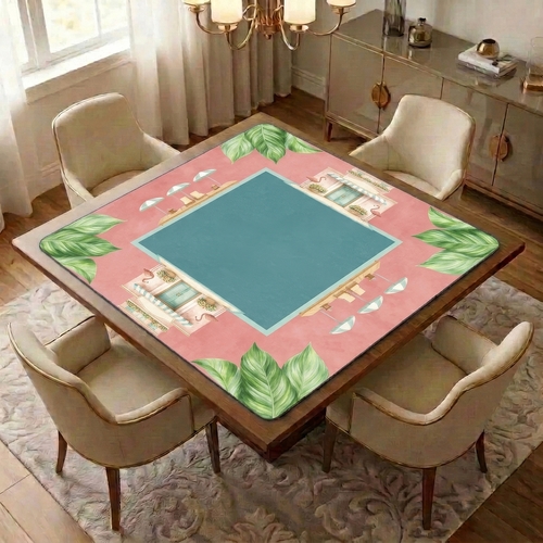 Mint Green Royal Palm Collection Mahjong Mat for Table - Shipped Rolled - alt image 1