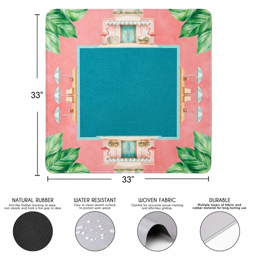 Mint Green Royal Palm Collection Mahjong Mat for Table - Shipped Rolled - alt image 2