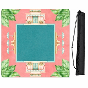 Mint Green Royal Palm Collection Mahjong Mat for Table - Shipped Rolled