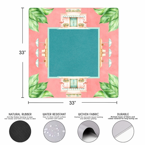 Mint Green Royal Palm Collection Mahjong Mat for Table - Shipped Rolled - alt image 2