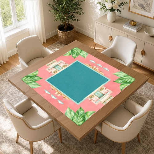 Mint Green Royal Palm Collection Mahjong Mat for Table - Shipped Rolled - alt image 3