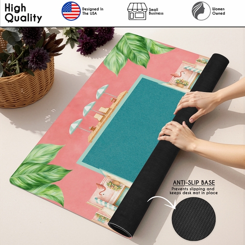 Mint Green Royal Palm Collection Mahjong Mat for Table - Shipped Rolled - alt image 4