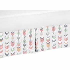 Mod Arrow Coral and Mint Collection Crib Bed Skirt