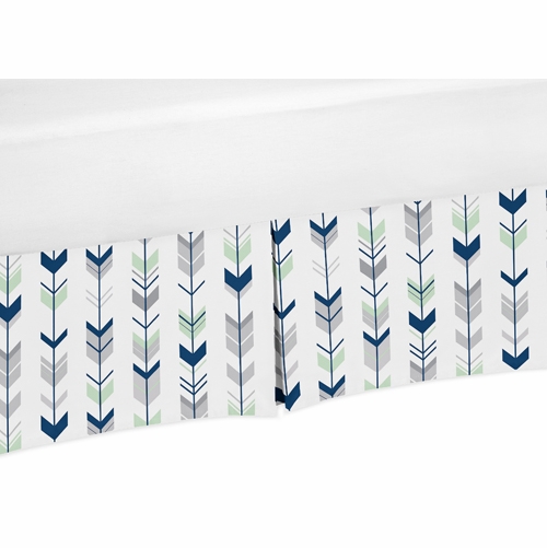 Mod Arrow Grey and Mint Collection Crib Bed Skirt