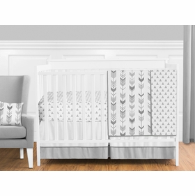 Mod Arrow Grey and White 11 Piece Bumperless Crib Bedding Collection