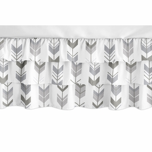 Mod Arrow Grey and White Collection 3 Tiered Crib Bed Skirt