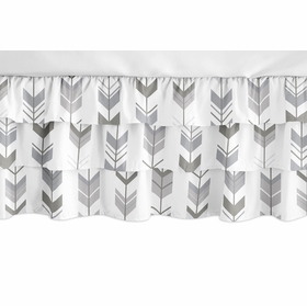 Mod Arrow Grey and White Collection 3 Tiered Crib Bed Skirt