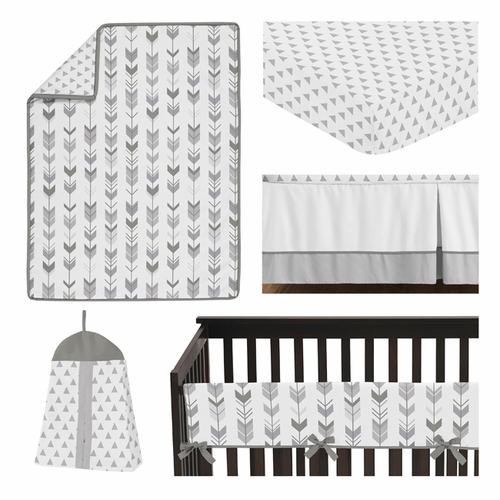 Mod Arrow Grey and White Collection 5 Piece Crib Bedding - alt image 1