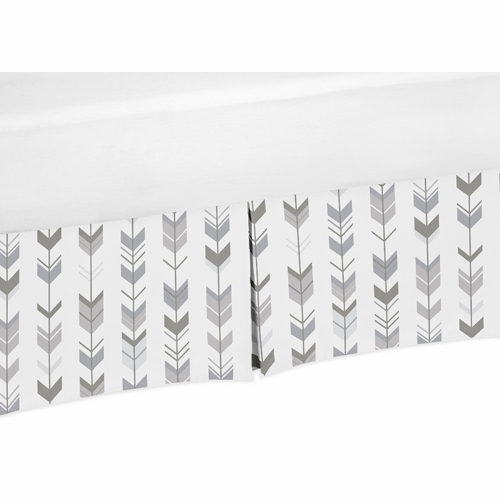 Mod Arrow Grey and White Collection Crib Bed Skirt