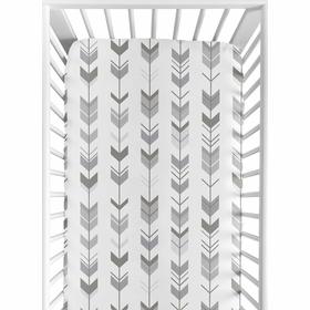 Mod Arrow Grey and White Collection Crib Sheet - Arrow Print