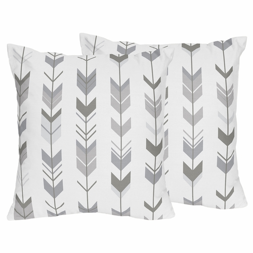 Mod Arrow Grey and White Collection Decorative Accent Throw Pillows - Set of 2