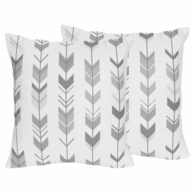 Mod Arrow Grey and White Collection Decorative Accent Throw Pillows - Set of 2