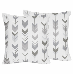 Mod Arrow Grey and White Collection Decorative Accent Throw Pillows - Set of 2