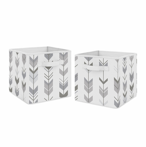 Mod Arrow Grey and White Collection Foldable Fabric Storage Bins - Set of 2