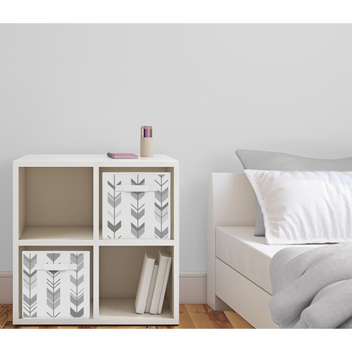 Mod Arrow Grey and White Collection Foldable Fabric Storage Bins - Set of 2 - alt image 1