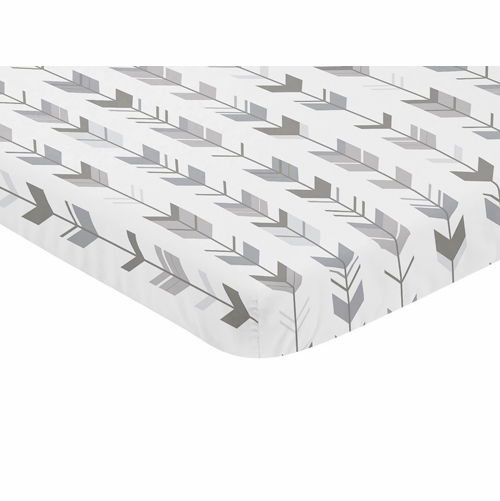 Mod Arrow Grey and White Collection Mini Crib Sheet - Arrow Print