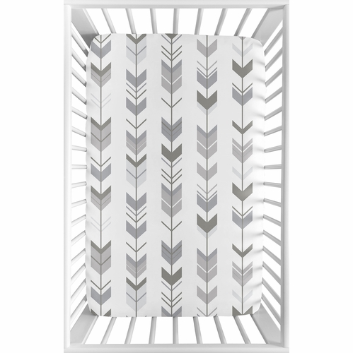 Mod Arrow Grey and White Collection Mini Crib Sheet - Arrow Print - alt image 1