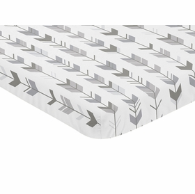 Mod Arrow Grey and White Collection Mini Crib Sheet - Arrow Print