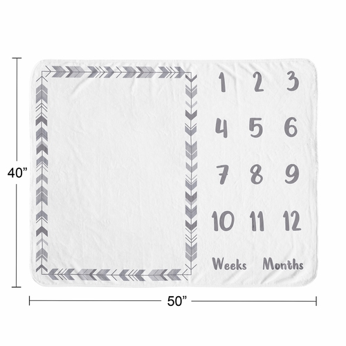 Mod Arrow Grey and White Collection Monthly Milestone Baby Blanket - alt image 3
