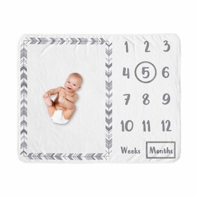 Mod Arrow Grey and White Collection Monthly Milestone Baby Blanket