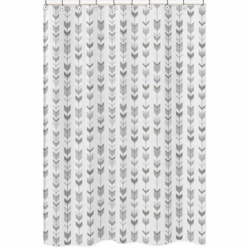 Mod Arrow Grey and White Collection Shower Curtain