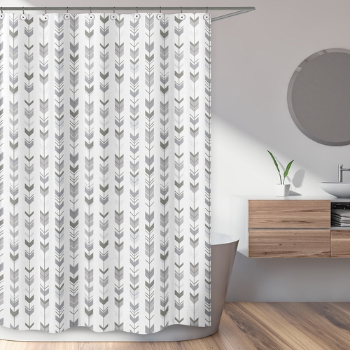 Mod Arrow Grey and White Collection Shower Curtain - alt image 1