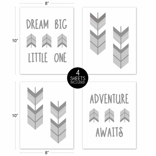Mod Arrow Grey and White Collection Wall Art Prints - Set of 4 - alt image 4