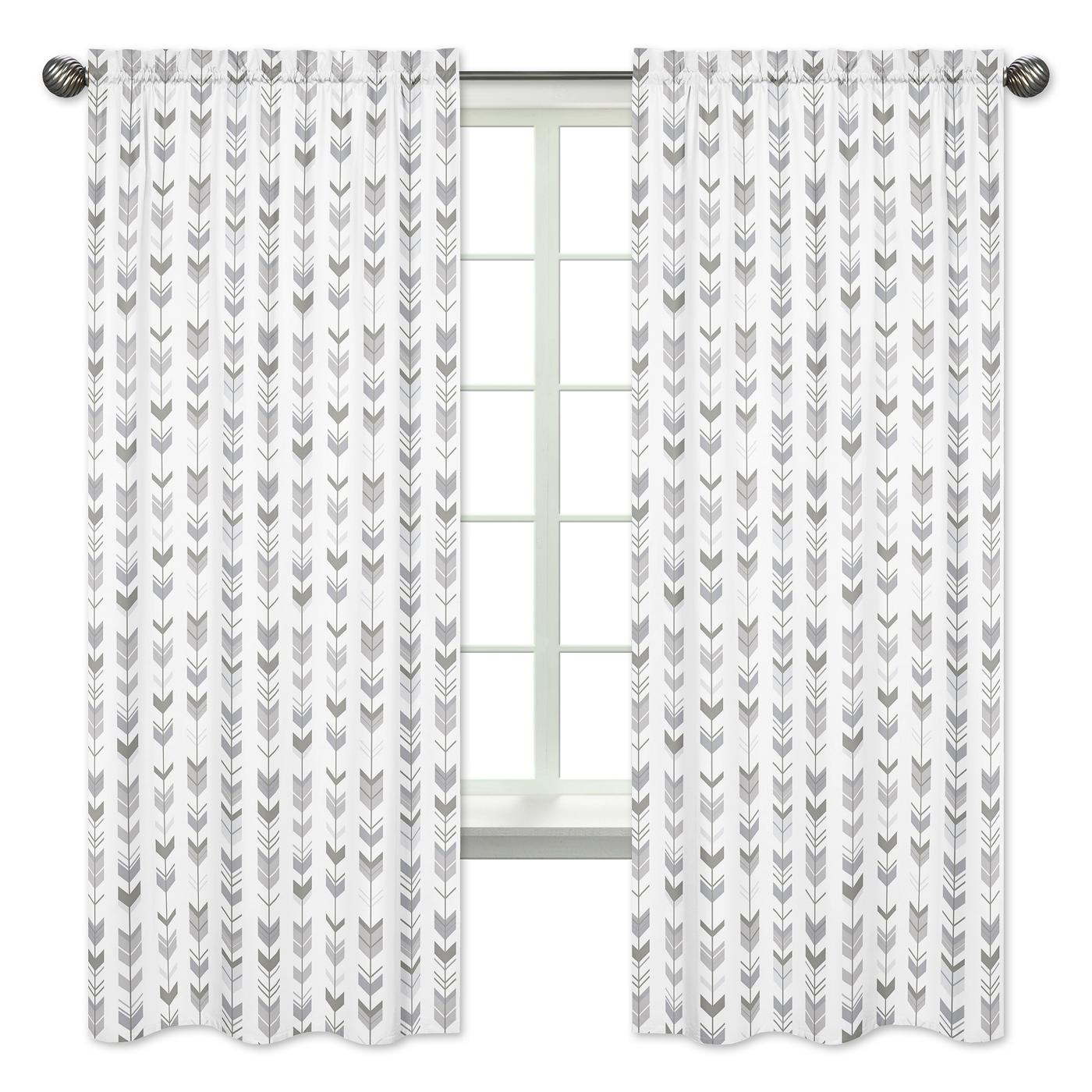 Mod Arrow Grey and White Collection Window Panels Set of 2