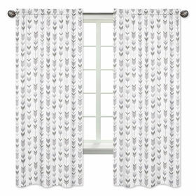 Mod Arrow Grey and White Collection Window Panels - Set of 2