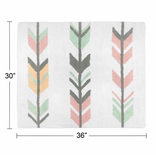 Mod Arrow Grey, Coral and Mint Accent Floor Rug - alt image 1