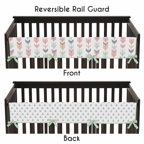 Mod Arrow Grey, Coral and Mint Collection 5 Piece Crib Bedding - alt image 3