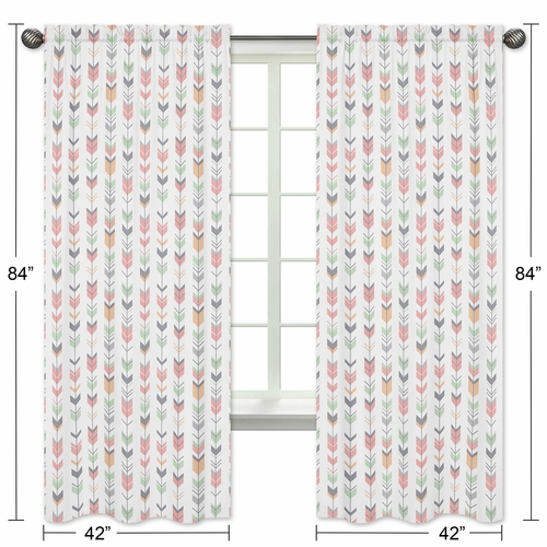 Mod Arrow Grey, Coral and Mint Collection Arrow Print Window Panels - Set of 2 - alt image 4