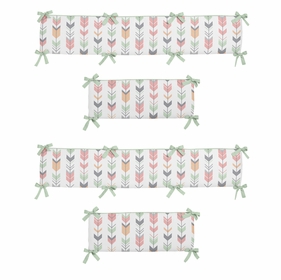 Mod Arrow Grey, Coral and Mint Collection Crib Bumper Pad