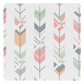 Mod Arrow Grey, Coral and Mint Collection Fabric Memo Board