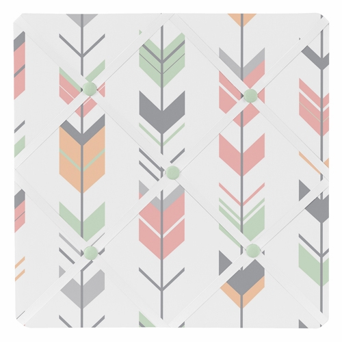 Mod Arrow Grey, Coral and Mint Collection Fabric Memo Board