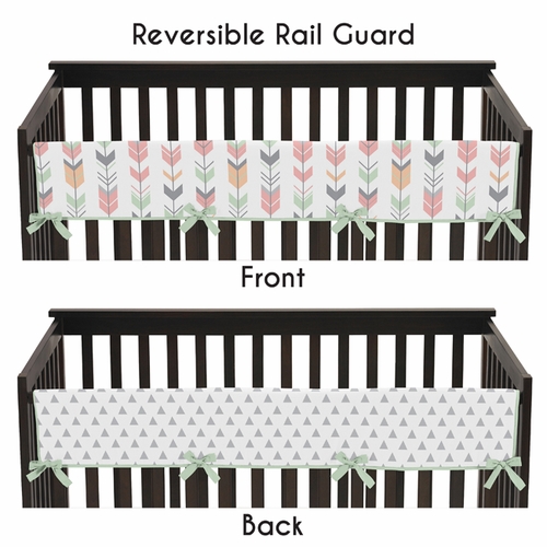 Mod Arrow Grey, Coral and Mint Collection Long Rail Guard Cover