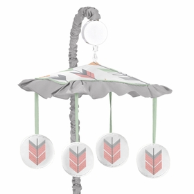 Mod Arrow Grey, Coral and Mint Collection Musical Mobile