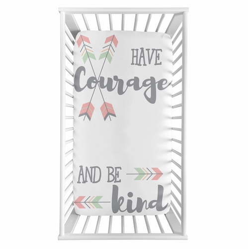 Mod Arrow Grey, Coral and Mint Collection Photo Op Crib Sheet - alt image 1