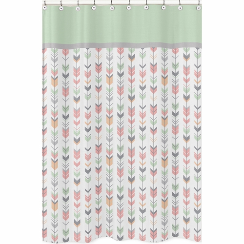 Mod Arrow Grey, Coral and Mint Collection Shower Curtain