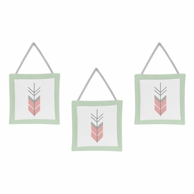 Mod Arrow Grey, Coral and Mint Collection Wall Hangings