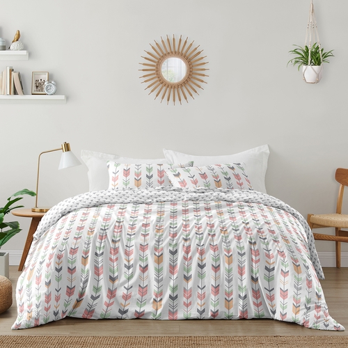 Mod Arrow Grey, Coral and Mint Full/Queen Bedding Collection