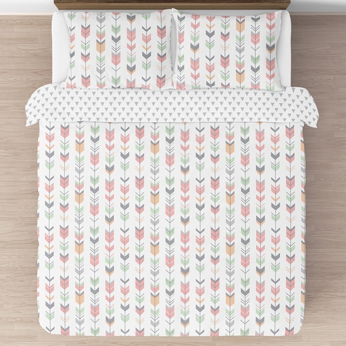 Mod Arrow Grey, Coral and Mint Full/Queen Bedding Collection - alt image 2