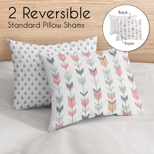 Mod Arrow Grey, Coral and Mint Full/Queen Bedding Collection - alt image 4
