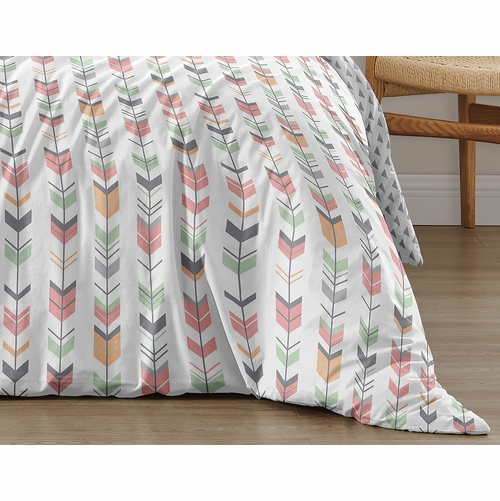 Mod Arrow Grey, Coral and Mint Full/Queen Bedding Collection - alt image 5