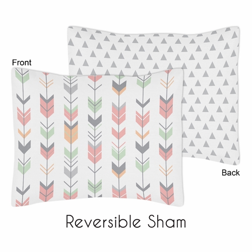 Mod Arrow Grey, Coral and Mint Twin Bedding Collection - alt image 2