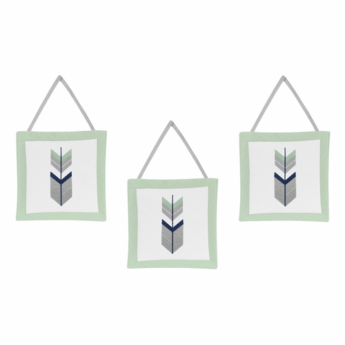 Mod Arrow Grey, Navy and Mint 11 Piece Bumperless Crib Bedding Collection - alt image 5